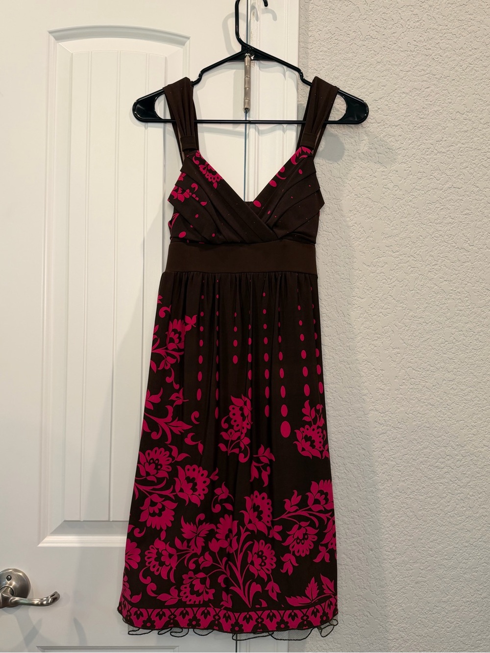 Speechless Brown Dress with Fuchsia Floral Print
